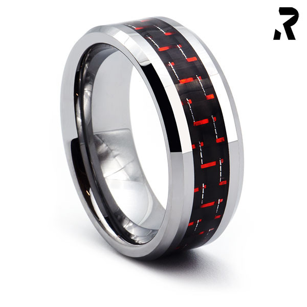 WOLFRAM CARBON RING Red Thunder