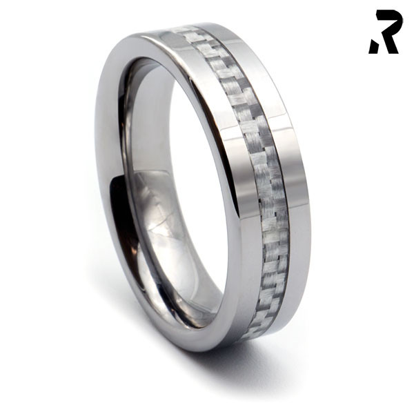 WOLFRAM CARBON RING White Star 6mm