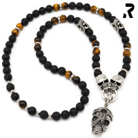 totenkopf halskette ghostrider, männer halskette, edelstein halskette mit ringverschluss, lava, tigerauge, totenkopf perlenketten, tauschbarer anhänger,... totenkopf halskette ghostrider, männer halskette, edelstein halskette mit ringverschluss, lava, tigerauge, totenkopf perlenketten, tauschbarer anhänger, bikerschmuck